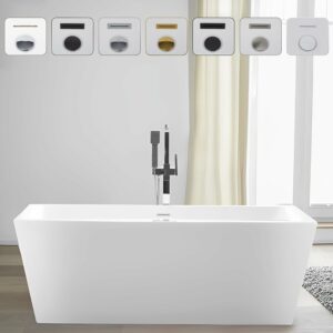 Vanity Art VA6814-L-PW 67-Inch Acrylic Freestanding Bathtub