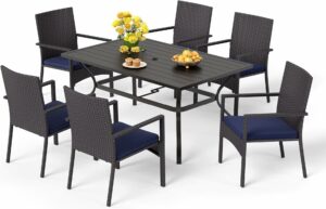 MFSTUDIO 7-Piece Outdoor Dining Set with 60-Inch Table