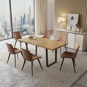 ZckyCine Extendable Dining Table Set for 6 with 6 Chairs