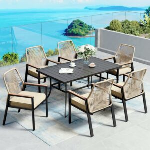 SUNSHINE VALLEY 7-Piece Patio Dining Set with 59-Inch Table