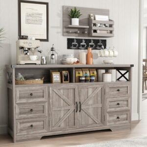 Maupvit 59-Inch Buffet Cabinet with 6 Drawers and Shelves