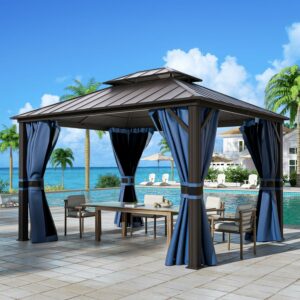 UDPATIO 10x12 Hardtop Gazebo with Aluminum Frame and Steel Roof