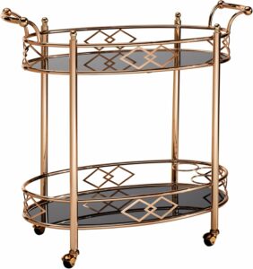 Inspire Q Metropolitan Bar Cart with Glass Shelves