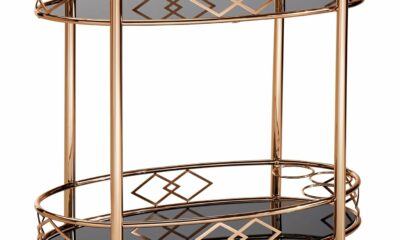 Inspire Q Metropolitan Bar Cart with Glass Shelves product image