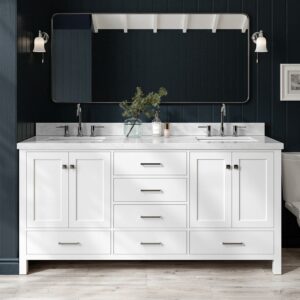 ARIEL 73-Inch Double Vanity with Carrara Marble Countertop