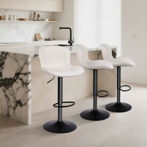 Nusetx Swivel Bar Stools Set of 3 Counter Height Faux Leather
