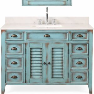 Chans Furniture 46-Inch Bathroom Vanity with Marble Top and Undermount Sink