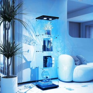 Zacis 64.5-Inch 4-Tier Glass Display Cabinet with Lights and Lock