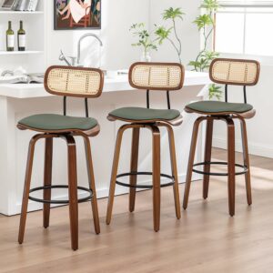 AQG Rattan Swivel Counter Stools (Set of 3)