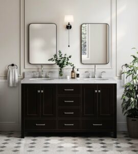 ARIEL Cambridge 60-Inch Double Sink Bathroom Vanity with Quartz Countertop