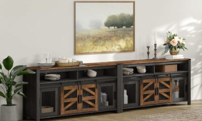 WAMPAT Farmhouse Coffee Bar Cabinet Set with Sliding Barn Doors product image