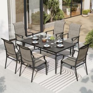SUNSHINE VALLEY 7-Piece Patio Dining Set with Textilene Chairs