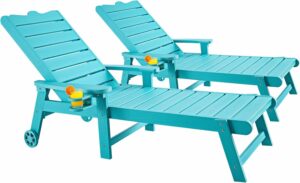 ONBRILL Patio Chaise Lounge 2-Pack Adjustable Backrest 350lb