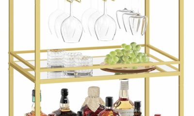 VASAGLE ULRC100A01 3-Tier Bar Cart with Mirrored Shelf product image
