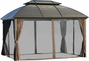 Outsunny 10' x 12' Hardtop Gazebo with Steel Roof and Netting