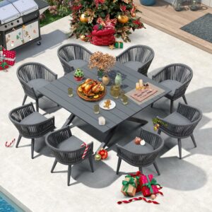 PURPLE LEAF 9-Piece Outdoor Dining Set with Square Table