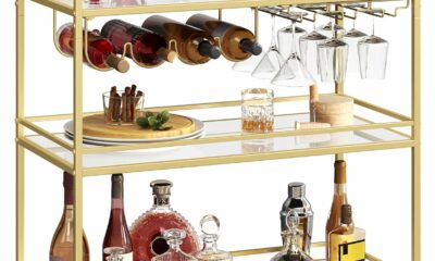 VASAGLE ULRC083A02 3-Tier Bar Cart with Mirrored Shelf product image