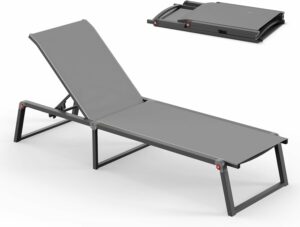 Oasbira Foldable Aluminum Chaise Lounge Chair 5-Position Recliner