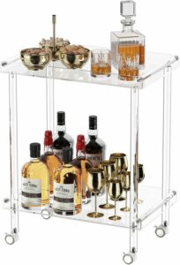 HMYHUM 2-Tier Rolling Bar Cart 30-Inch Serving Cart