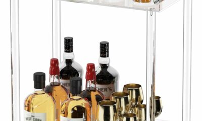HMYHUM 2-Tier Rolling Bar Cart 30-Inch Serving Cart product image