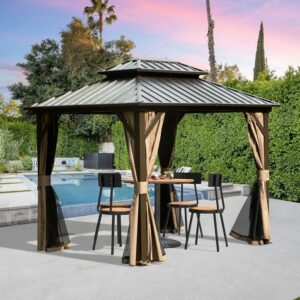 domi outdoor living 8' x 10' Hardtop Gazebo with Double Roof
