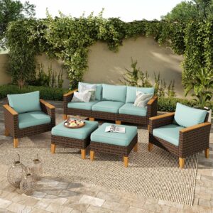 PHI VILLA 7-Piece Outdoor Sectional Sofa Set with Cushions