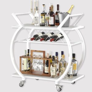 LVB Rolling Bar Cart with Storage (White Oak)