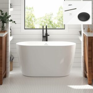 FerdY Bali 47-Inch Acrylic Freestanding Bathtub (Matte Black Drain)