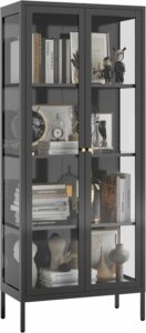 UNICOLY 4-Tier Glass Display Cabinet with Tempered Glass Doors