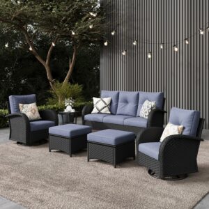 LayinSun 6-Piece Patio Furniture Set with Swivel Rocker Chairs