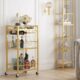 TUTOTAK BC01BB033 3-Tier Bar Cart with Mirrored Shelf and Wine Rack product image