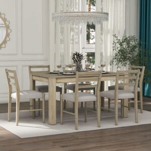LUMISOL Extendable Dining Table Set with Chairs for 6 (7-Piece)