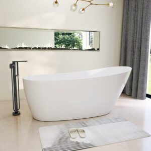 ADECAB 59-Inch High-Back Acrylic Freestanding Bathtub