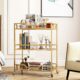LORMITER 3-Tier Bar Cart with Glass Shelves (Square, Gold) product image