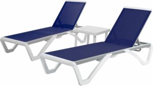 Kozyard Patio Chaise Lounge Chair - Adjustable Reclining Aluminum & Resin Legs with Table
