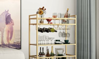 LORMITER 3-Tier Rolling Bar Cart with Bottle Storage product image