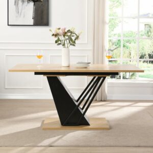 FIVEGIVEN Extendable Dining Table 47 to 62-Inch with Removable Leaf
