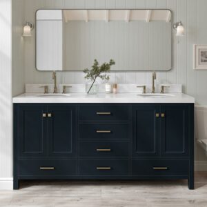 ARIEL 72-Inch Double Bathroom Vanity with Marble Countertop
