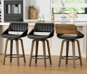 YaFiti 360° Swivel Counter Stools (Set of 3)