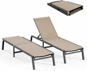 Ciokea Foldable Lounge Chair 5-Position Adjustable Backrest (Set of 2)