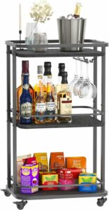 IBUYKE TMJ319B 3-Tier Rolling Bar Cart 33-Inch