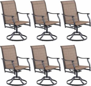 PASBAS Outdoor Dining Chairs (Set of 6) with Swivel & Rocker