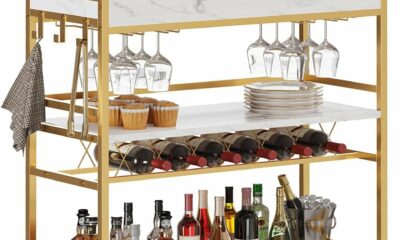 BON AUGURE 3-Tier Rolling Bar Cart with Wine Rack product image
