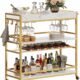 BON AUGURE 3-Tier Rolling Bar Cart with Wine Rack product image