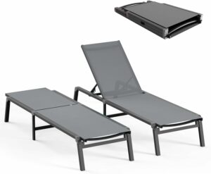 Ciokea Foldable Lounge Chair 5-Position Adjustable Backrest (Set of 2)