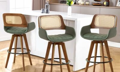 AQG Rattan Swivel Counter Stools (Set of 3, 26.5-Inch) product image