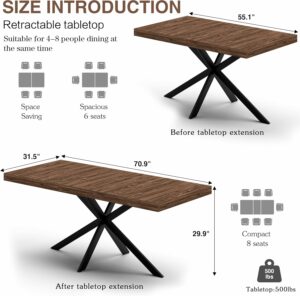 MECHYIN Extendable Dining Table 55"-71" with Storage