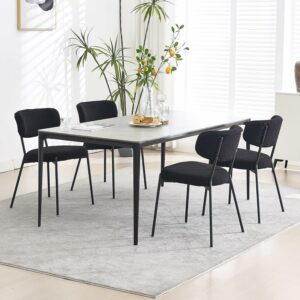 KCC Boucle Dining Chairs Set of 4 with Sherpa Upholstery