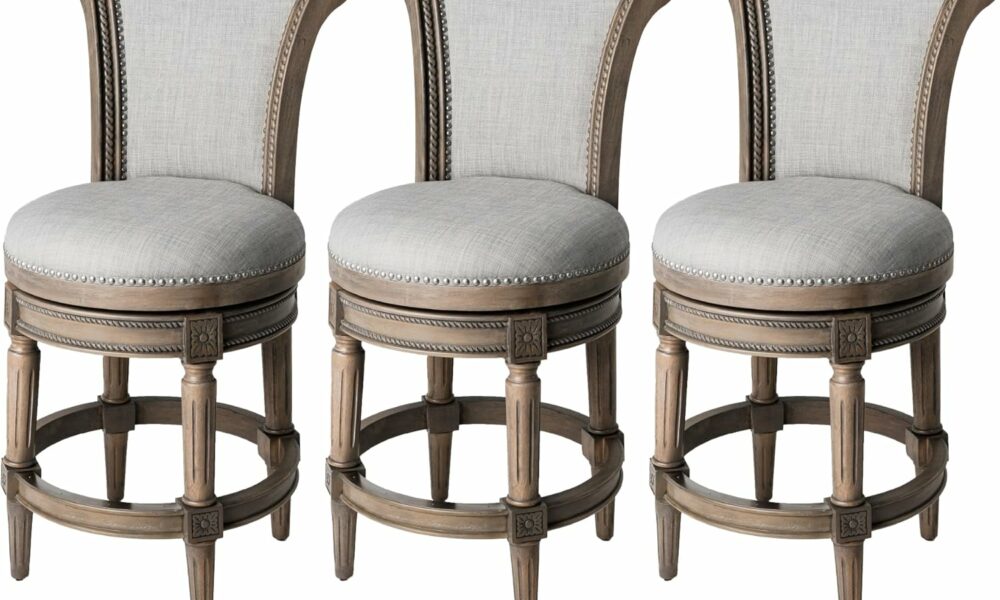 Maven Lane Pullman 26-Inch Swivel Stool with Footrest (Set of 3) product image