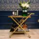 Crofy Gold Bar Cart 2-Tier Snack Cart with Tempered Glass Shelves product image